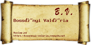 Bossányi Valéria névjegykártya