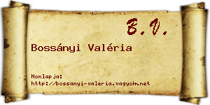Bossányi Valéria névjegykártya